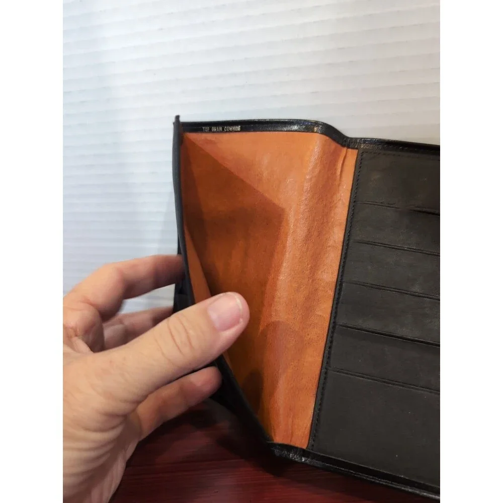 ROYALLE  BREAST POCKET TOP GRAIN COWHIDE LEATHER WALLET CREDIT CARD/CASH  BLACK